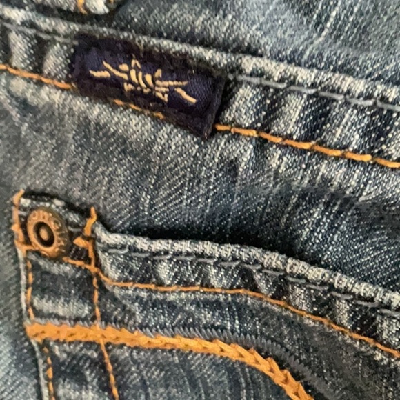 Classic Blue Straight Leg Jeans with Natural Whiskering - Picture 5 of 10